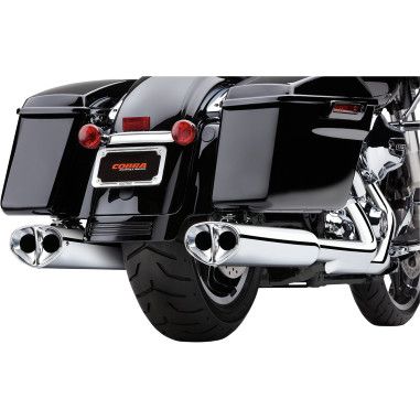 Cobra Tri-Oval Dual Slip-On Mufflers - Harley Road Glide — Harley-Davidson Touring Twin Cam & M8 (1995-2024) (COB-6218)