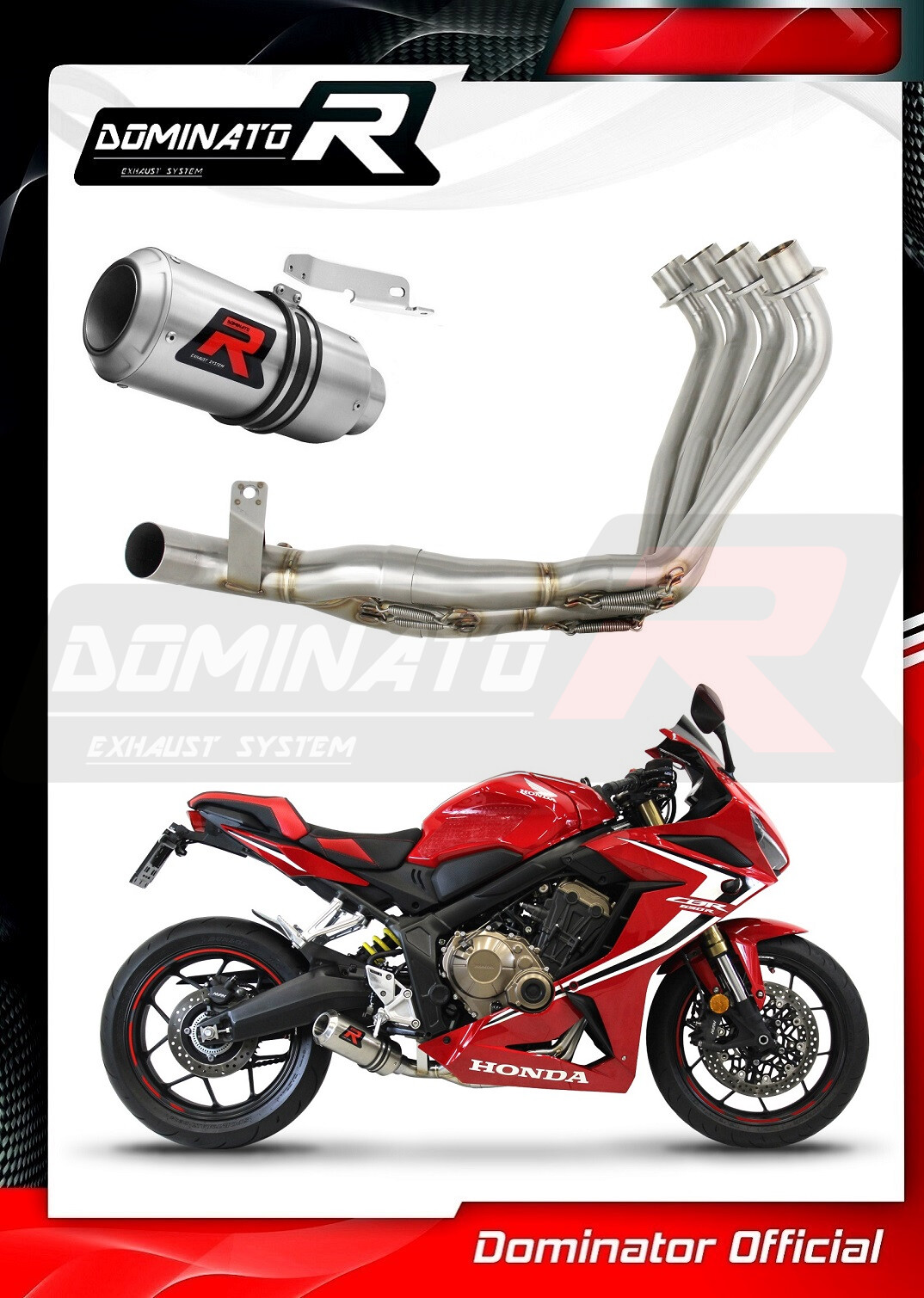 Dominator De-Cat 4-into-1 Headers - Honda CB650R / CBR650R — Honda CB650R Neo Sports & CBR650R (2019-2024) (DOM-HDR-CB650R)