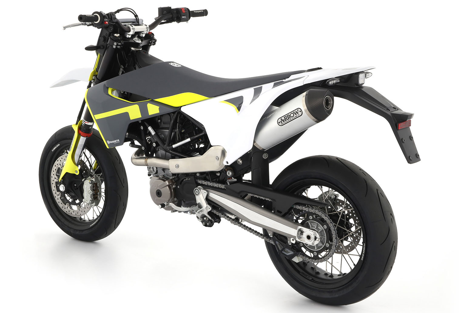 Dominator MX GP Silencer - Husqvarna 701 Supermoto / Enduro — Husqvarna 701 Supermoto & Enduro, KTM 690 SMC R (2016-2024) (DOM-GP-HQ701)
