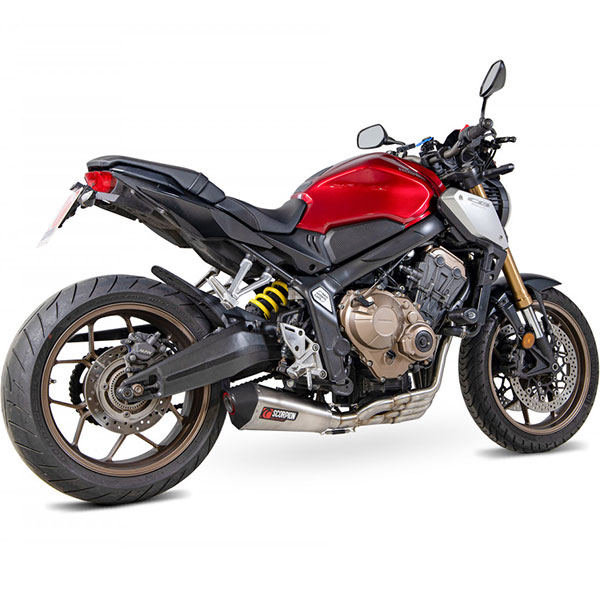 Scorpion Full Stainless System with Serket - Honda CB650R — Honda CB650R Neo Sports & CBR650R (2019-2024) (SCO-RHA180SYS)