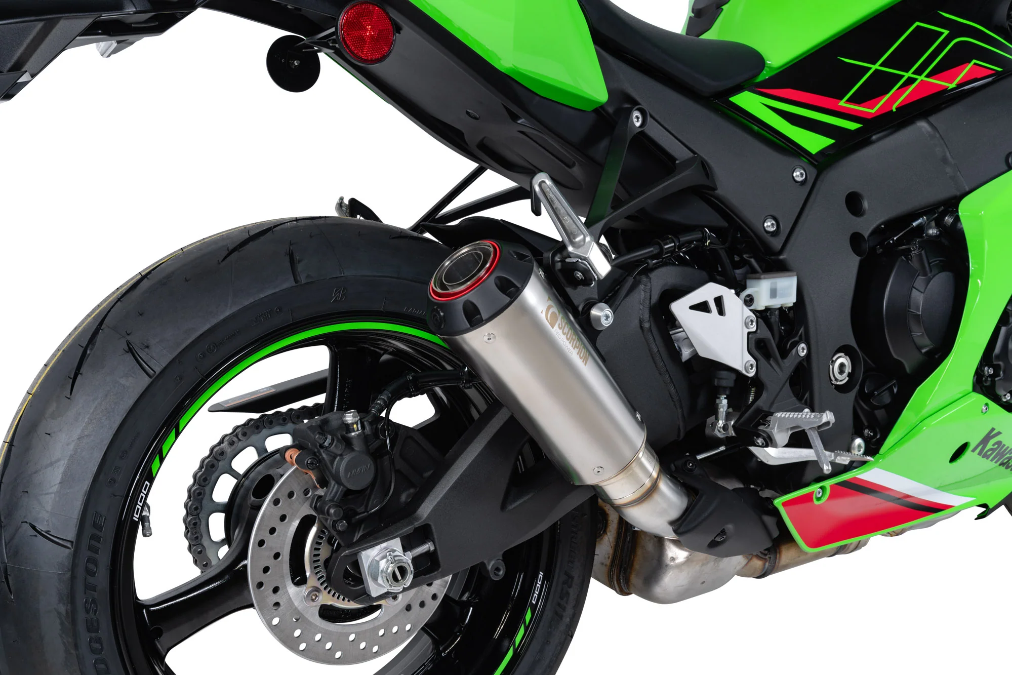 Scorpion Red Power Slip-On Silencer - Kawasaki Ninja ZX-10R — Kawasaki Ninja ZX-10R & ZX-10RR (2021-2024) (SCO-RKA112BR)