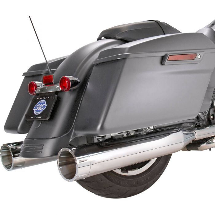 S&S MK45 4.5" Touring Slip-Ons - M8 Touring (Black/Chrome) — Harley-Davidson Touring M8 (2017-2024) (SS-550-0669)